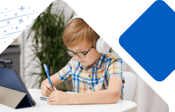 A student being helped by a tutor via online tuition