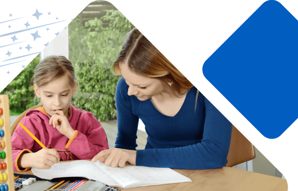 A tutor working with a homeschooled student