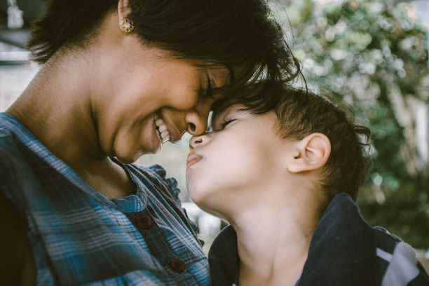 mother and son caring