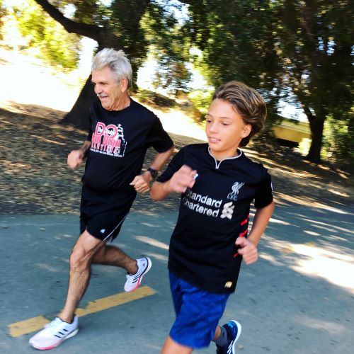 father and son jogging