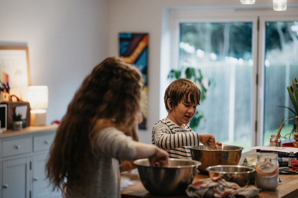 boy and girl cooking