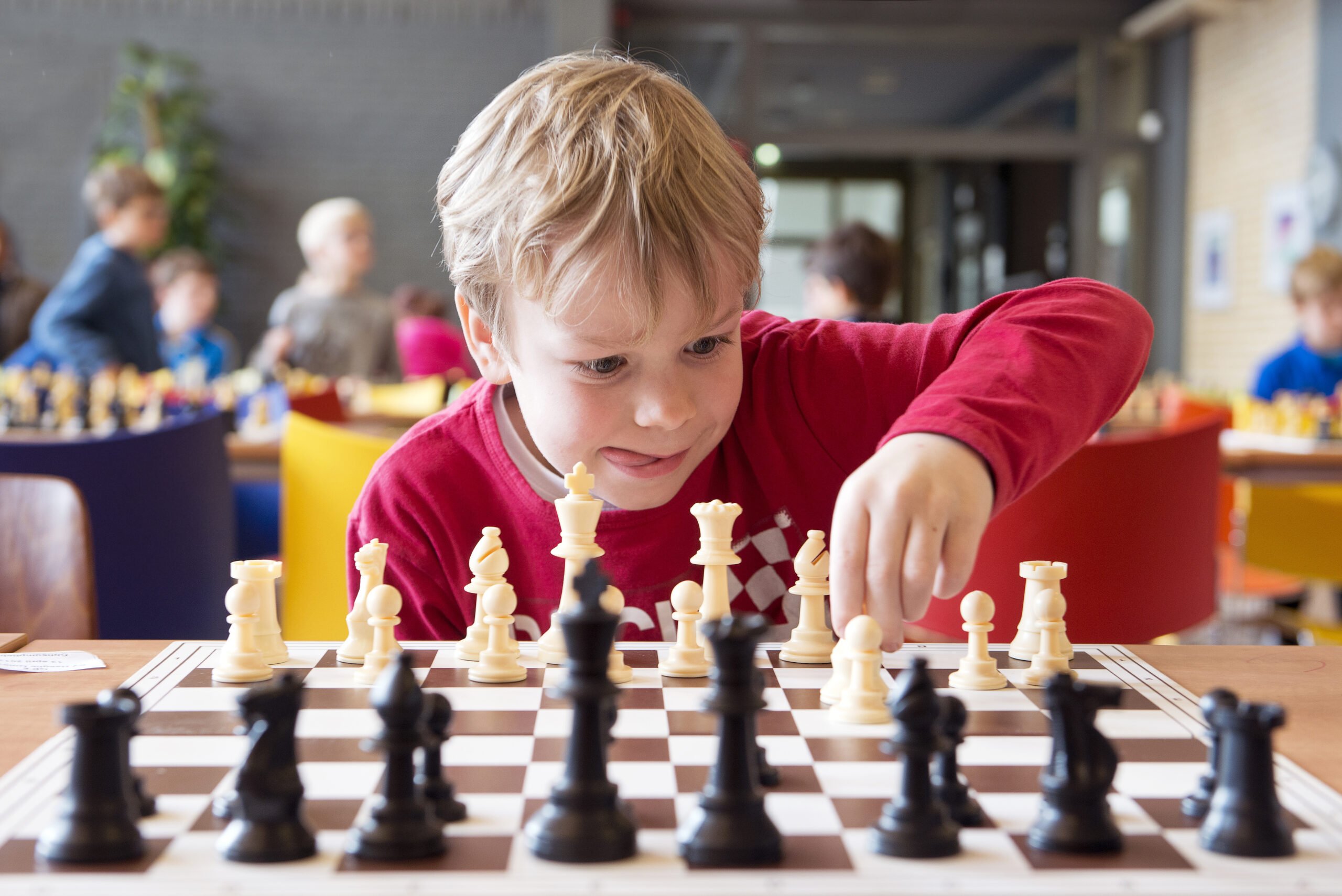 boy playing chess