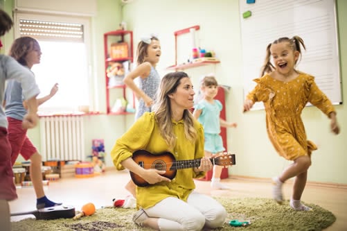 children dancing to music