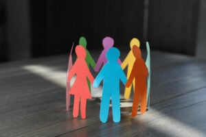 coloured cutouts signifying diversity and inclusion