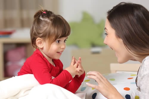 mum making time to talk with child