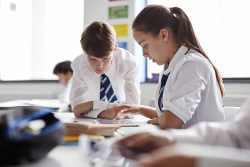 school girl in a lesson