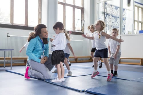 children at school on a sensory circuit