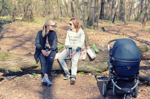 mum talking with friend