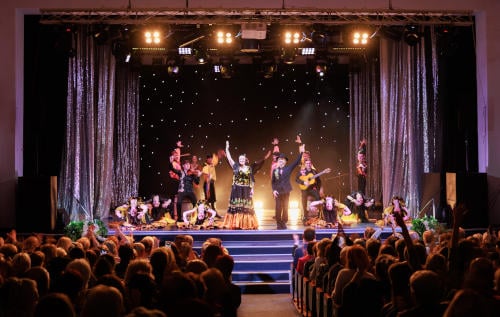 view of a christmas pantomime form the seat