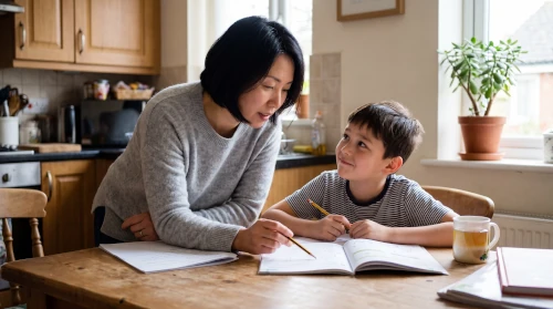 parent supporting child with EBSA at home