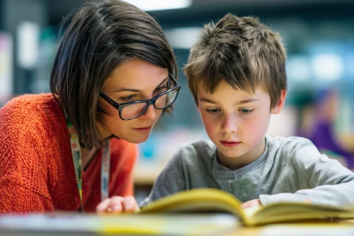 dyslexic child reading with parent