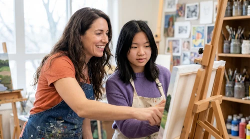 tutor using art as a special interest tuition tool