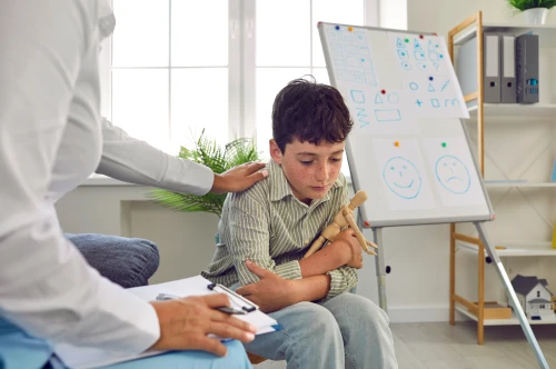 anxious child with a tutor