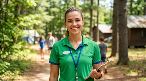 camp counsillor smiling at the camera